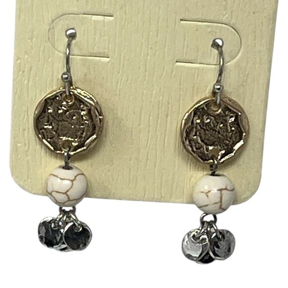 Coldwater Creek Neutral Multi Bead & Charm Dangle Earrings NWT - Picture 2 of 4